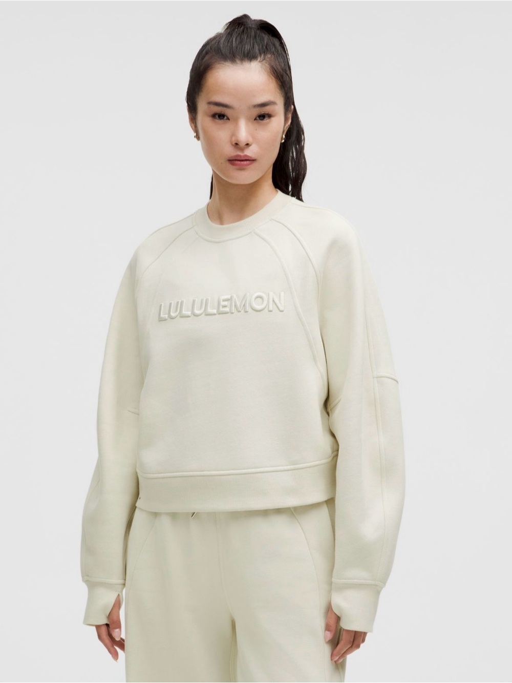 lululemon Scuba Oversized Pullover / Cream Embossed Logo Crewneck Sweatshirr